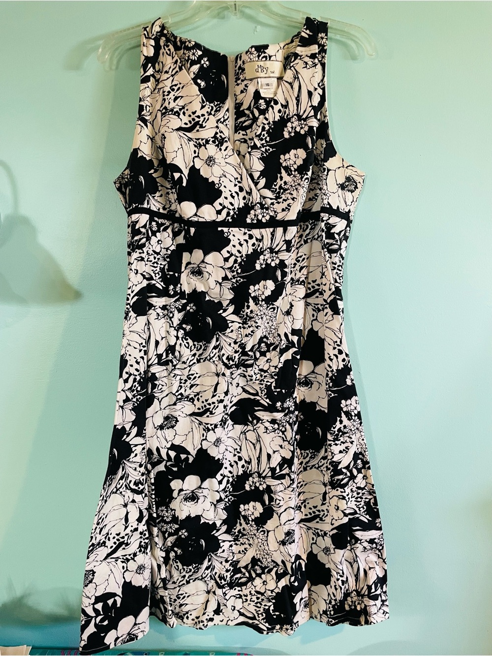 Black & White Floral Midi Dress, Women’s Dress